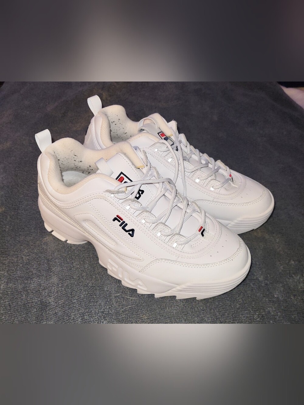 FILA Women's Disruptor II Premium White Sneakers 8.5